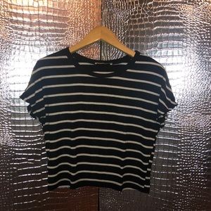 Black and white striped knit shirt